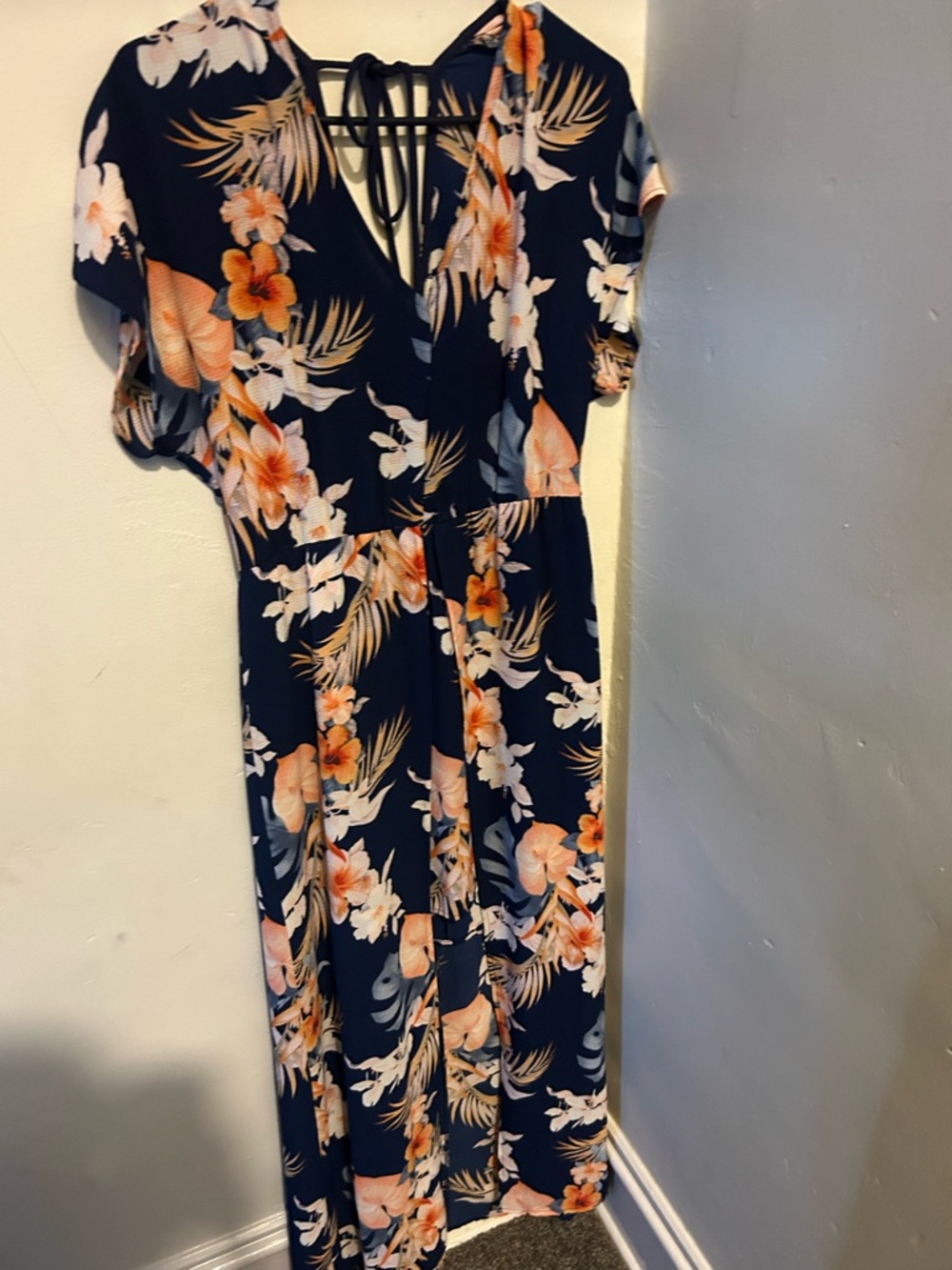 Wrapper Navy Tropical Floral Maxi Dress
